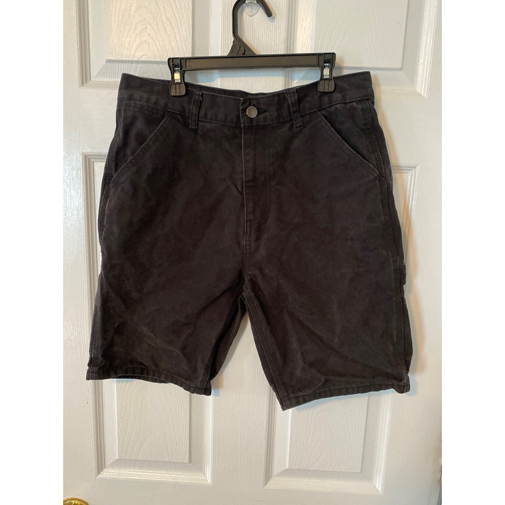 No Boundaries Mens Carpenter Shorts Black Utility Canvas Workwear Size 28